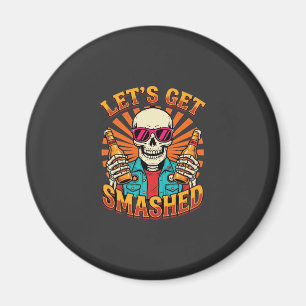 Funny Halloween Skeleton Beer Smashed Design_1 Magnet