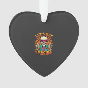 Funny Halloween Skeleton Beer Smashed Design_1 Ornament