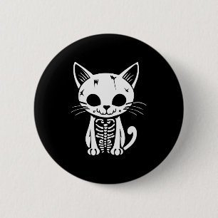 Funny Halloween Skeleton Cat Kitty Costume Skull C 2 Inch Round Button