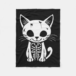 Funny Halloween Skeleton Cat Kitty Costume Skull C Fleece Blanket