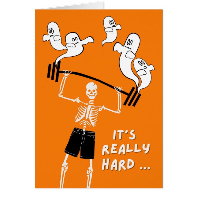 Funny Halloween Skeleton Dead Weight Lifting (Front)