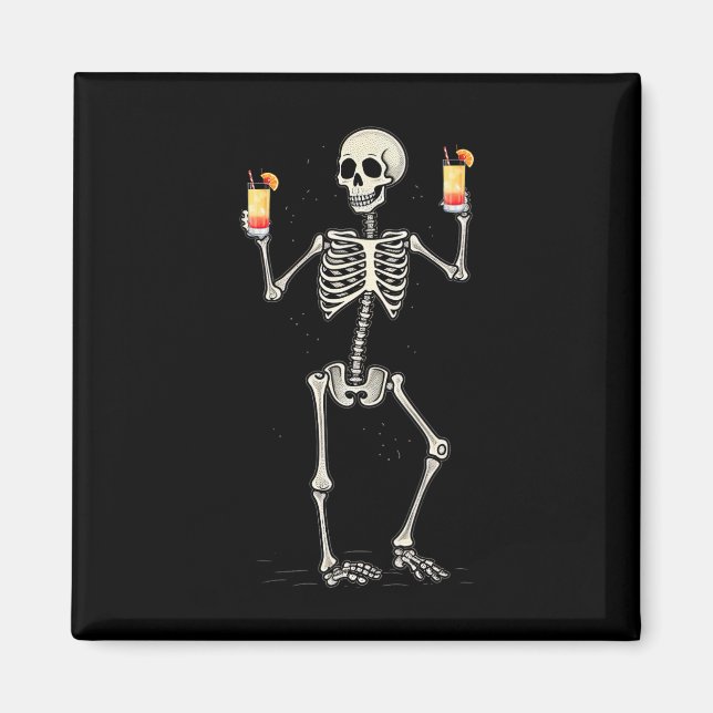 Funny Halloween Skeleton Drinking Tequila Sunrise  Magnet (Front)