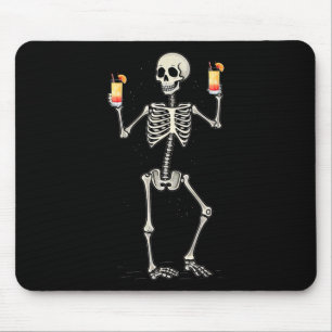 Funny Halloween Skeleton Drinking Tequila Sunrise Mouse Pad