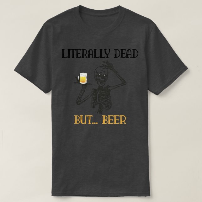 Funny Halloween Skeleton Fall Beer Design  T-Shirt (Design Front)