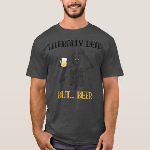 Funny Halloween Skeleton Fall Beer Design T-Shirt
