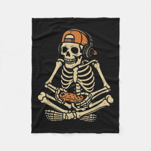 Funny Halloween Skeleton Gamer Video Gaming Boys M Fleece Blanket