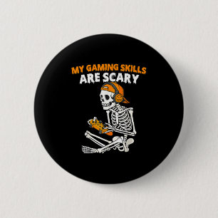 Funny Halloween Skeleton Gamer Video Gaming Skills 2 Inch Round Button