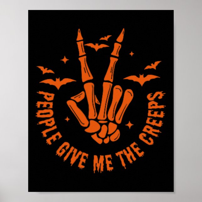 Funny Halloween Skeleton Hand Fall People Give Me  Poster (Front)