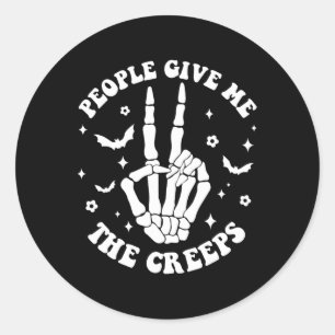 Funny Halloween Skeleton Hand People Give Me The C Classic Round Sticker