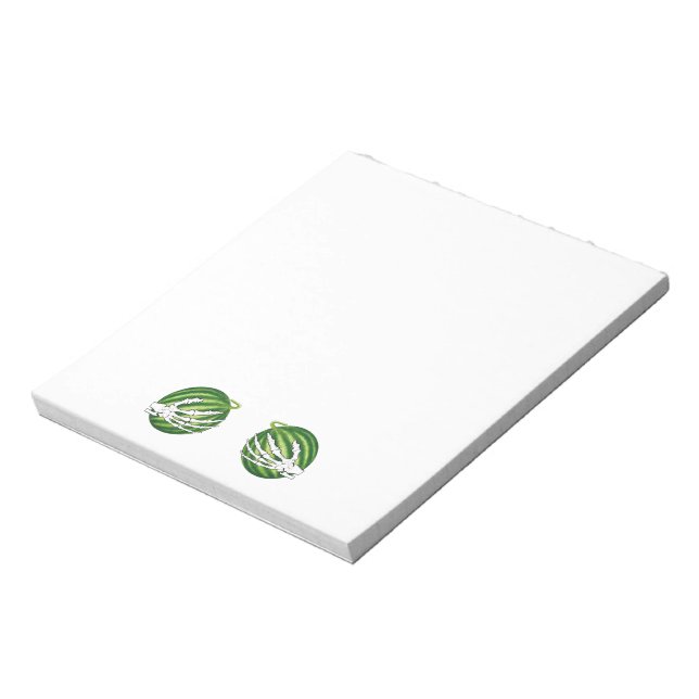 Funny Halloween Skeleton Hands Holding Melons Notepad (Rotated)