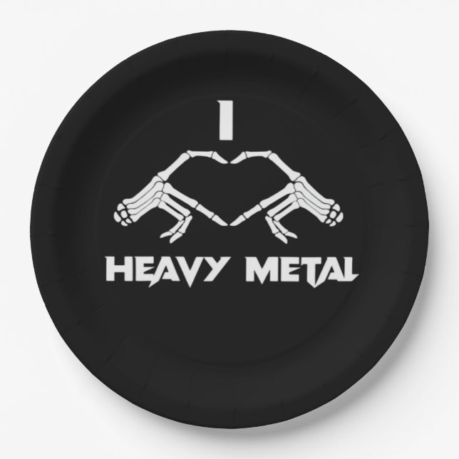 Funny Halloween Skeleton Heart Hands Classic Paper Plate (Front)