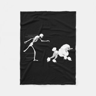 Funny Halloween Skeleton Leg Poodle Fleece Blanket