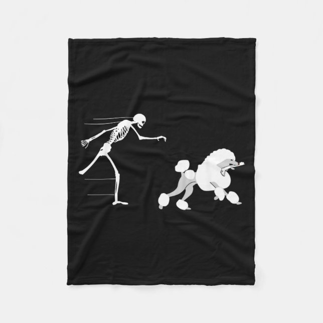 Funny Halloween Skeleton Leg Poodle Fleece Blanket (Front)
