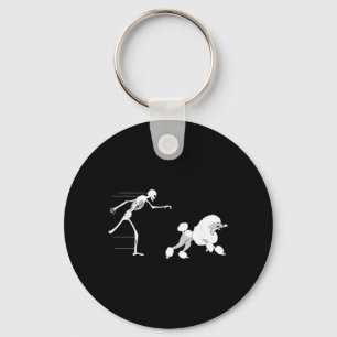 Funny Halloween Skeleton Leg Poodle Keychain