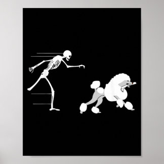 Funny Halloween Skeleton Leg Poodle Poster