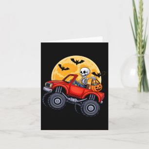 Funny Halloween Skeleton Monster Truck Kids Boys T Card