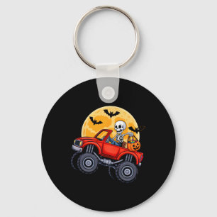 Funny Halloween Skeleton Monster Truck Kids Boys T Keychain