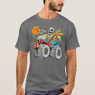 Funny Halloween Skeleton Monster-Truck Kids Boys T T-Shirt