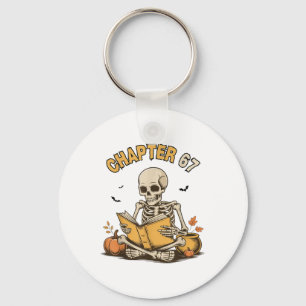 Funny Halloween Skeleton Reading Book 67 Memes _1  Keychain