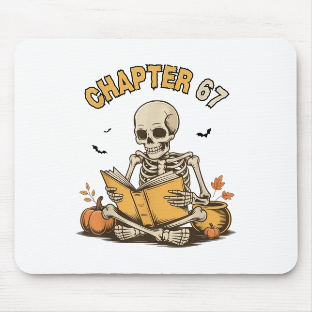 Funny Halloween Skeleton Reading Book 67 Memes _1  Mouse Pad (Front)