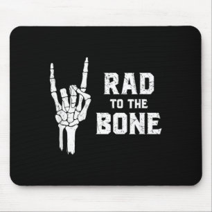 Funny Halloween Skeleton Rock Hand Shirt Rad to Mouse Pad