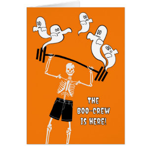 Funny Halloween Skeleton with Boo Crew Weights