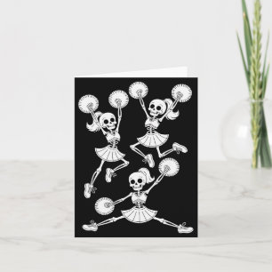 Funny Halloween Skeletons Cheerleader Pajama Cheer Card