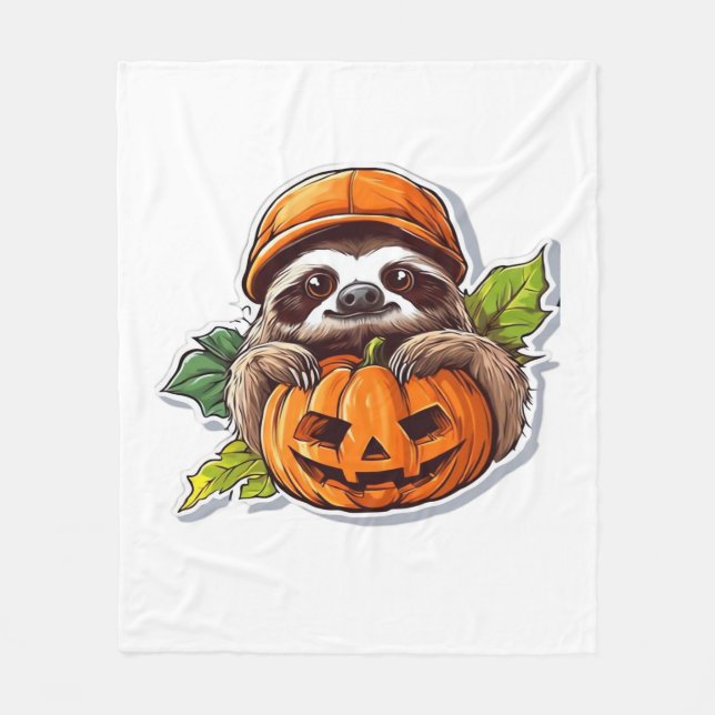 Funny Halloween Sloth Sticker Classic T-Shirt Fleece Blanket (Front)