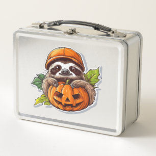 Funny Halloween Sloth Sticker Classic T-Shirt Metal Lunch Box