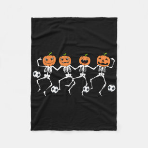 Funny Halloween Soccer Player Pumpkin Skeletons Ki Fleece Blanket