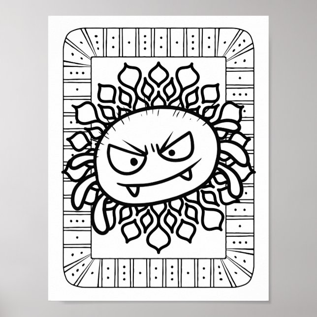 Funny Halloween Spider Colouring Page Poster (Front)