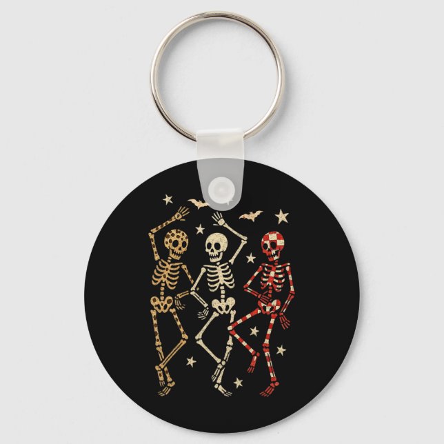 Funny Halloween Spooky Bones Skull Dancing Gift Sk Keychain (Front)