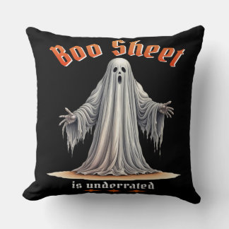Funny Halloween Spooky Ghost with Sarcastic Humour Throw Pillow