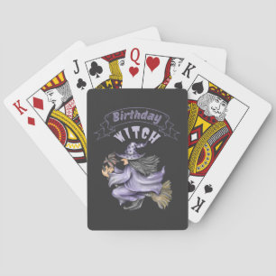 Funny Halloween Spooky October Birthday Witch Playing Cards