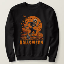 Funny Halloween  spooky running skeleton