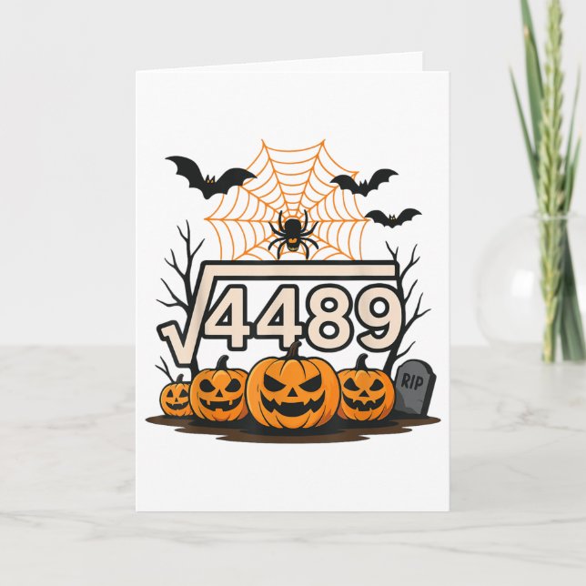 Funny Halloween Square Root 4489 67 Meme Math Teac Card (Front)