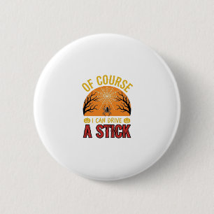 Funny Halloween Stick Shift Spider Web Shirt Desig 2 Inch Round Button