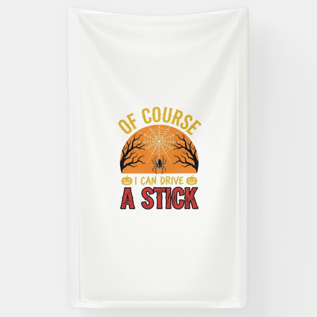 Funny Halloween Stick Shift Spider Web Shirt Desig Banner (Vertical)