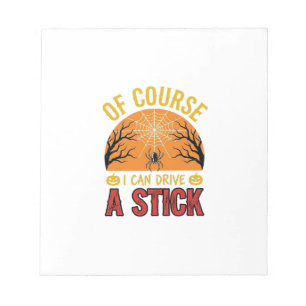 Funny Halloween Stick Shift Spider Web Shirt Desig Notepad
