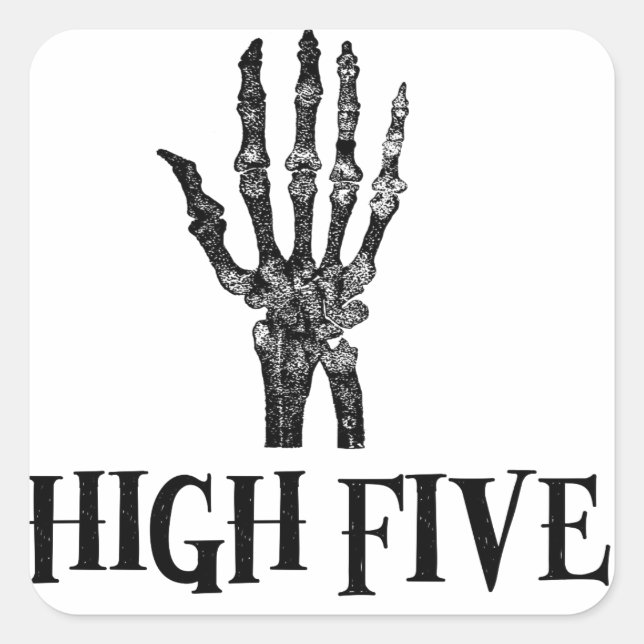 Funny Halloween Stickers | Skeleton Hand High Five (Front)