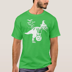Funny Halloween T-Rex Dinosaur Witch Hat Trick or T-Shirt