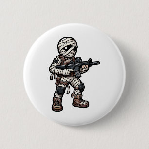 Funny Halloween Tactical Mummy Army Men Veteran Co 2 Inch Round Button