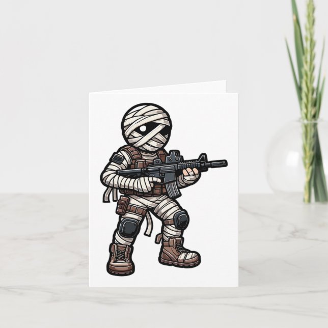 Funny Halloween Tactical Mummy Army Men Veteran Co Card (Front)