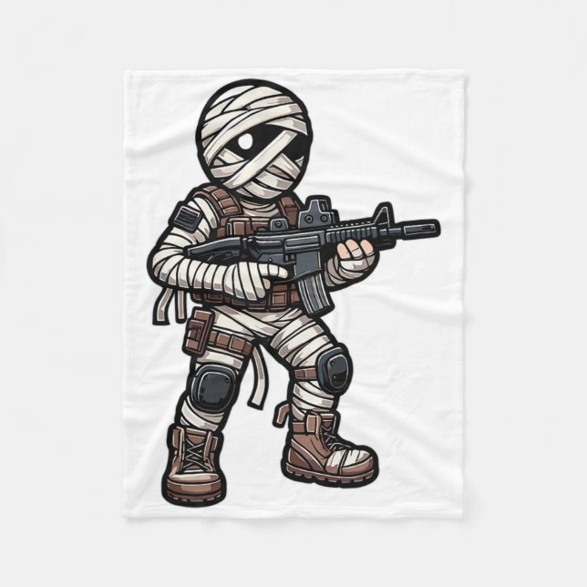 Funny Halloween Tactical Mummy Army Men Veteran Co Fleece Blanket (Front)