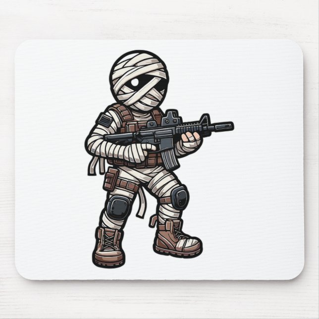 Funny Halloween Tactical Mummy Army Men Veteran Co Mouse Pad (Front)