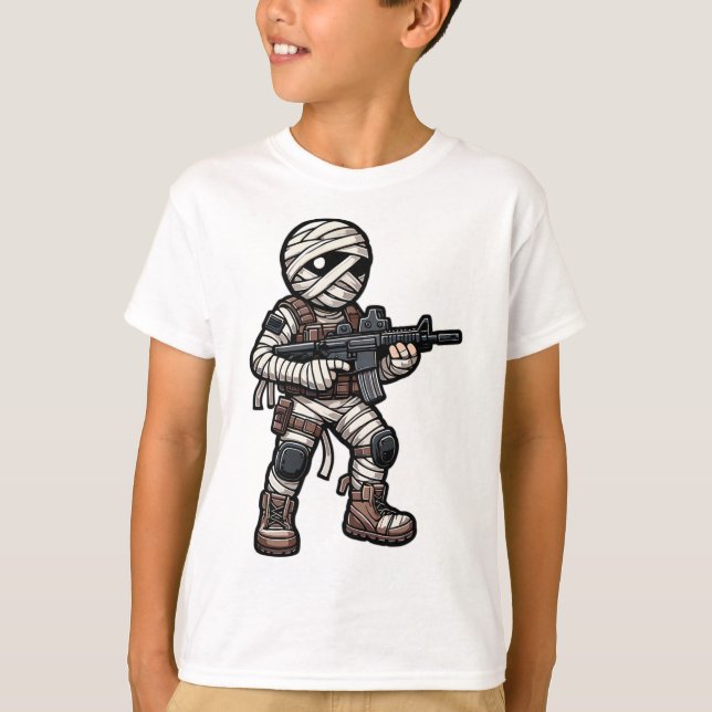 Funny Halloween Tactical Mummy Army Men Veteran Co T-Shirt (Front)