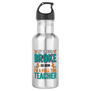 Funny Halloween Teacher Broom Broke Vintage Shirt 532 Ml Water Bottle