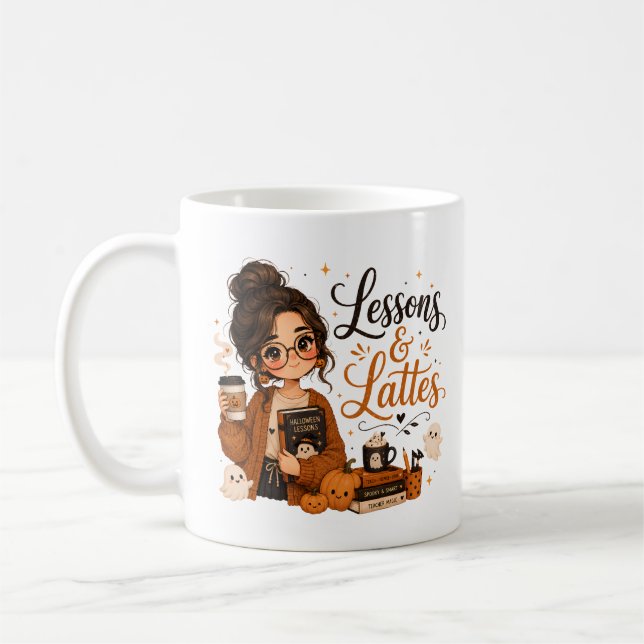 Funny Halloween Teacher Coffee Mug Spooky Latte  (Left)