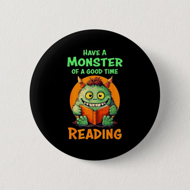 Funny Halloween Teacher Librarian Monster Reading  2 Inch Round Button (Front)