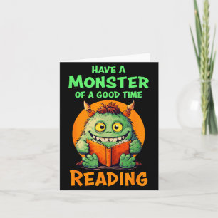 Funny Halloween Teacher Librarian Monster Reading  Card